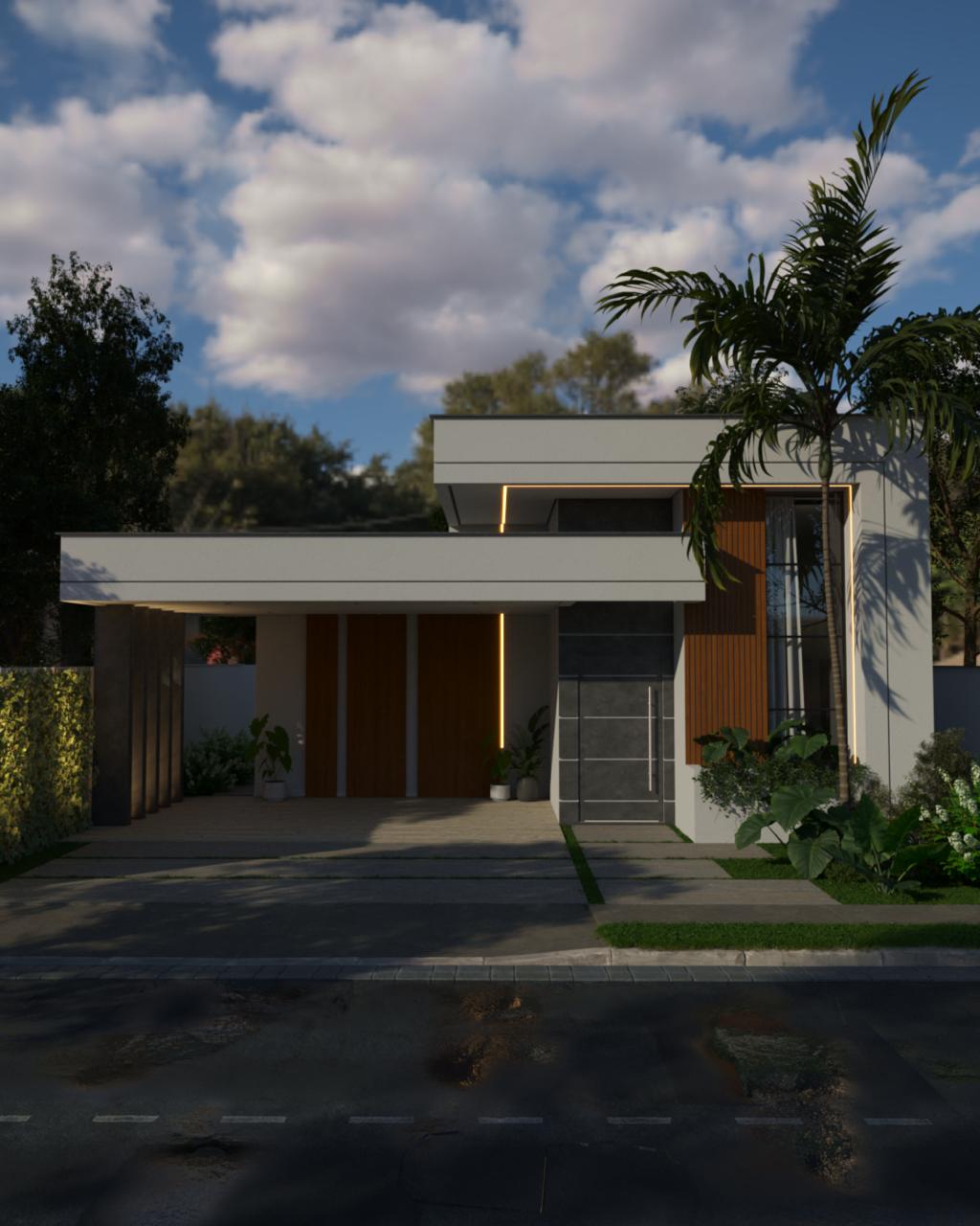 Casa Contemporânea Térrea — Vista Frontal