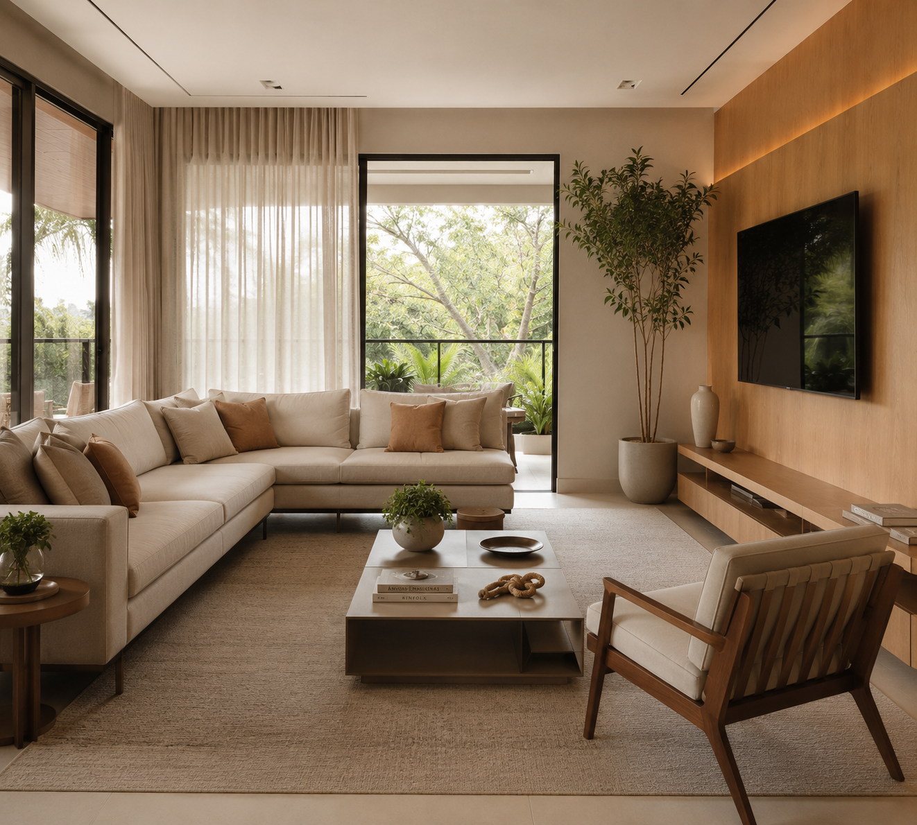 Sala de estar de projeto residencial contemporâneo